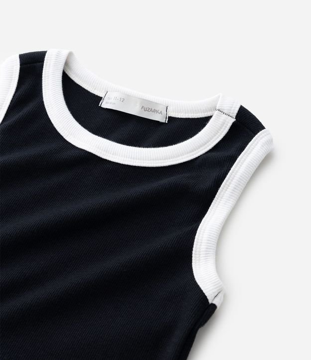 Musculosa Cropped Acanalada Infantil con Bies Contrastante - Talle 5 a 14 años 6