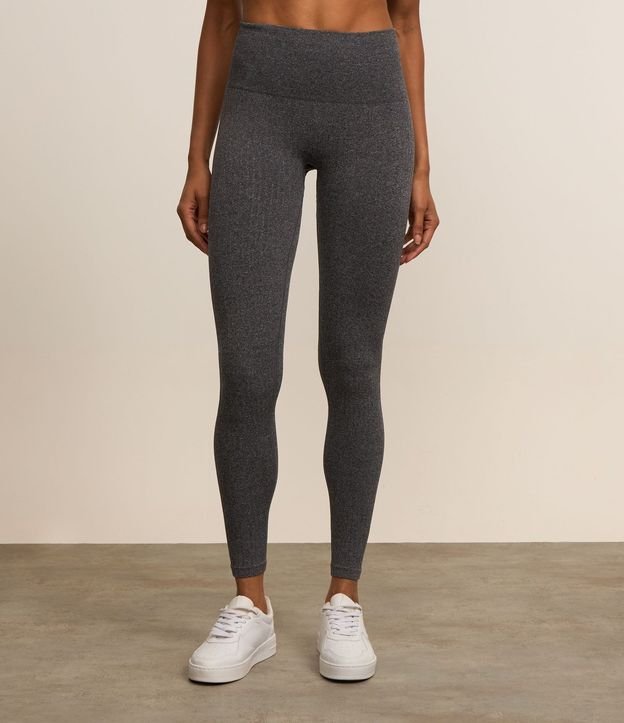 Pantalón Legging Deportivo Acanalada sin Costura con Tiro Alto 3