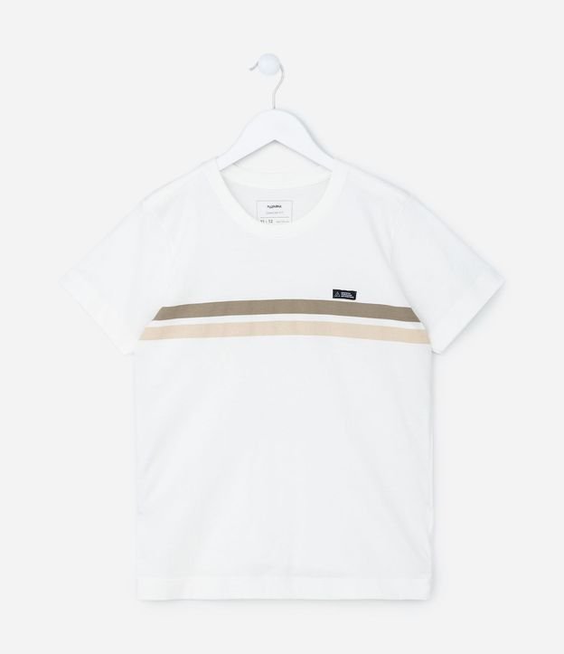 Remera Infantil con Rayas y Etiqueta - Talle 05 a 14 años 2