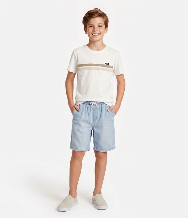 Remera Infantil con Rayas y Etiqueta - Talle 05 a 14 años