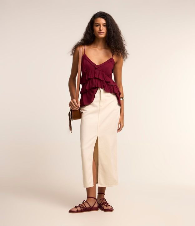 Pollera New Midi en Sarga con Abertura