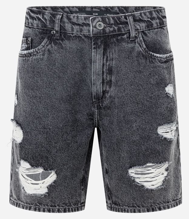 Bermuda Slim en Jeans Denim Destroyed y Bajo a Hilo 6