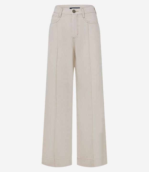 Pantalón Wide Leg en Sarga con Friso Delantero 5