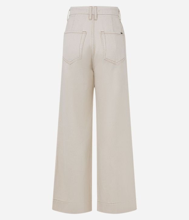 Pantalón Wide Leg en Sarga con Friso Delantero 6