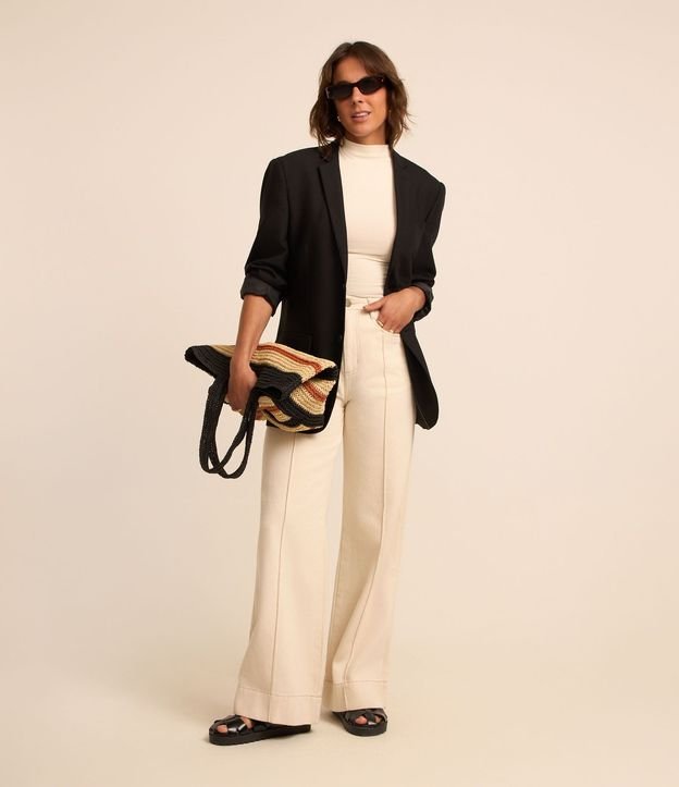 Pantalón Wide Leg en Sarga con Friso Delantero 2