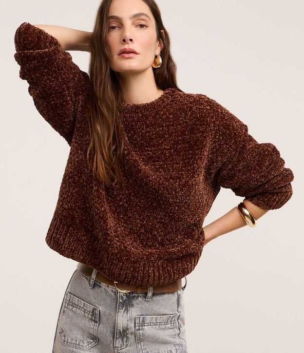 Suéter en Chenille con Cuello Redondo 3