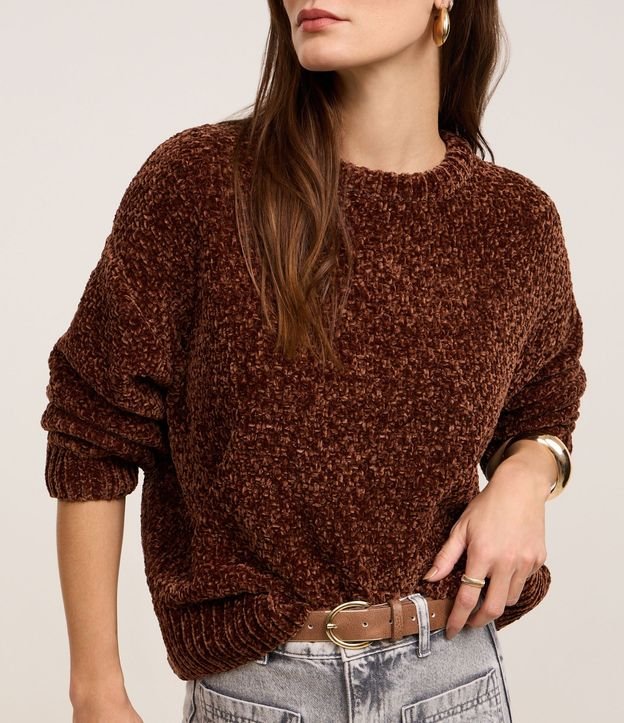 Suéter en Chenille con Cuello Redondo 7