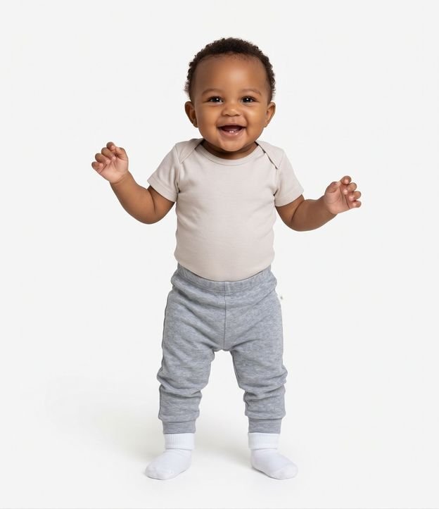 Kit 02 Pantalones Básicos Infantiles en Suedine con Puños Largos - Talle 0 a 18 meses