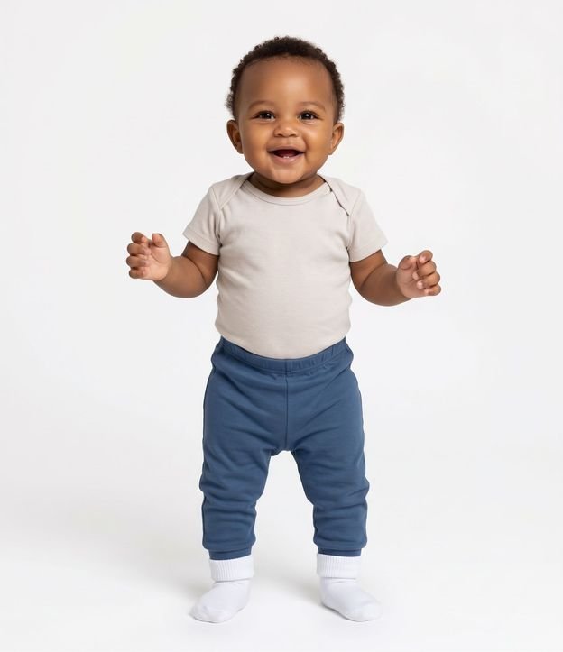 Kit 02 Pantalones Básicos Infantiles en Suedine con Puños Largos - Talle 0 a 18 meses 2