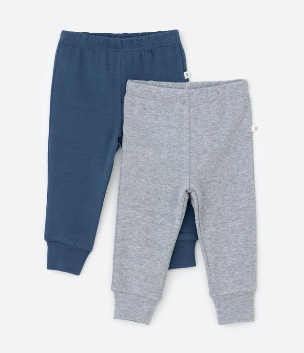 Kit 02 Pantalones Básicos Infantiles en Suedine con Puños Largos - Talle 0 a 18 meses