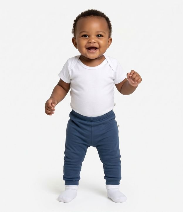 Kit 02 Pantalones Básicos Infantiles en Suedine con Puños Largos - Talle 0 a 18 meses 10