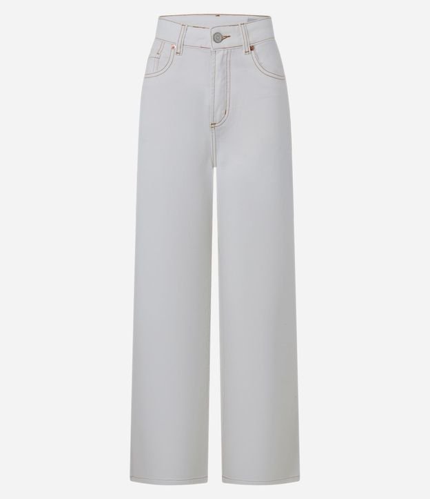 Pantalón Wide Leg en Sarga con Pespontos Contrastantes 5