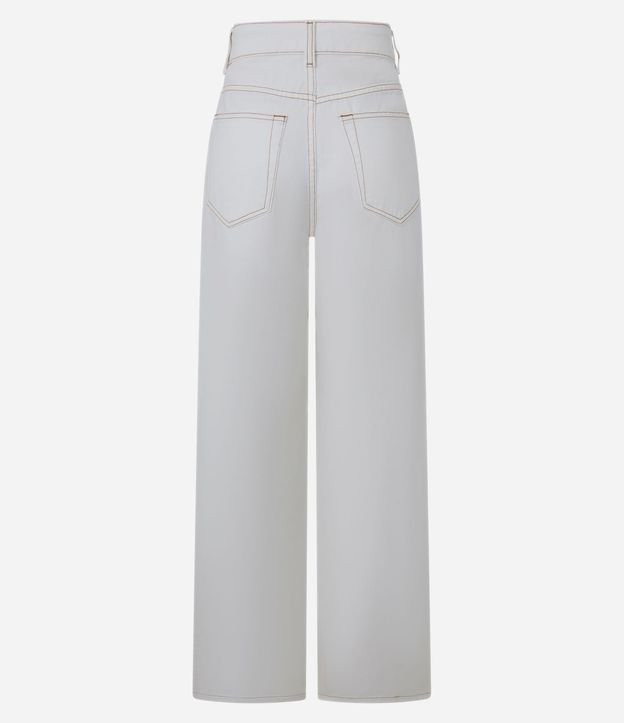 Pantalón Wide Leg en Sarga con Pespontos Contrastantes 6