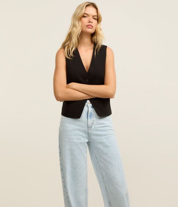 Pantalón Wide Leg en Jeans con Tiro Alto y Bolsillos 2