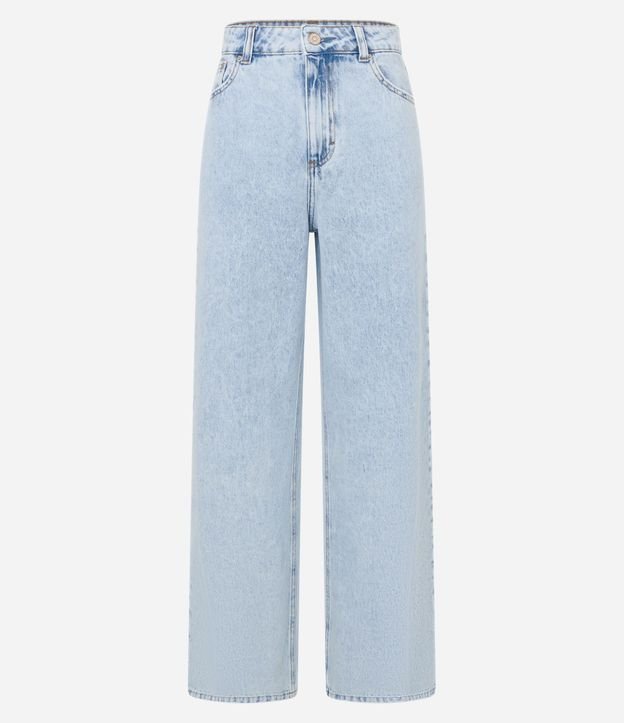 Pantalón Wide Leg en Jeans con Tiro Alto y Bolsillos