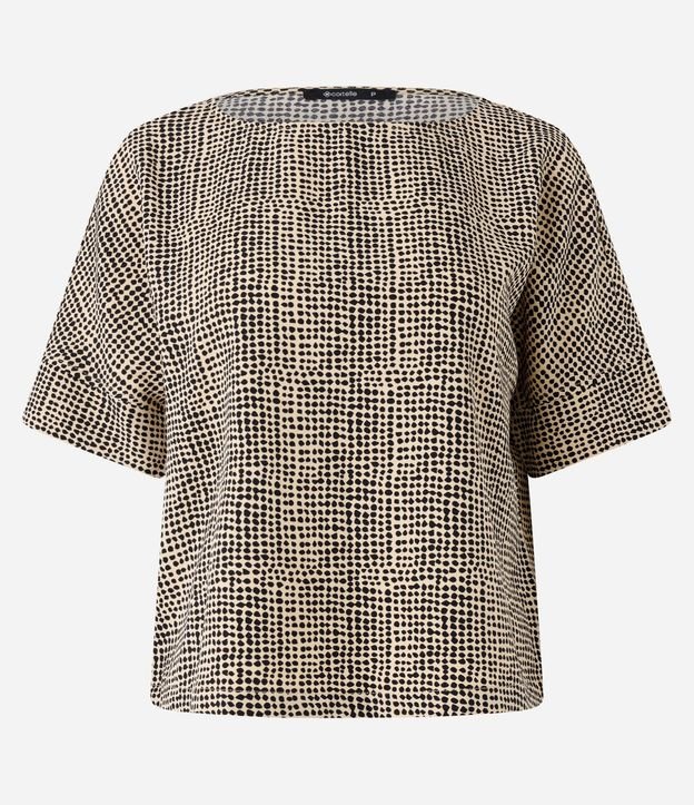 Blusa Manga Corta en Crepé Estampa Animal Print con Detalles Delanteros 6