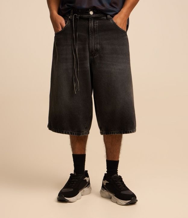 Bermuda Jorts Super Baggy en Jeans con Cinturón Lazo 2