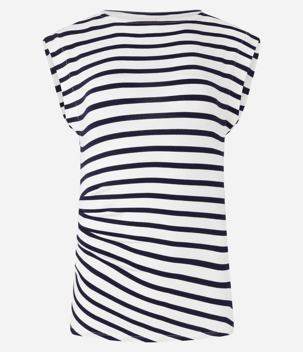 Blusa sin Manga en Algodón Rayado con Fruncido 5