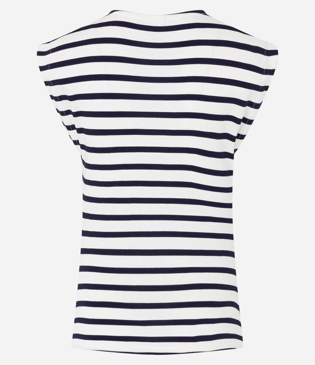Blusa sin Manga en Algodón Rayado con Fruncido 6