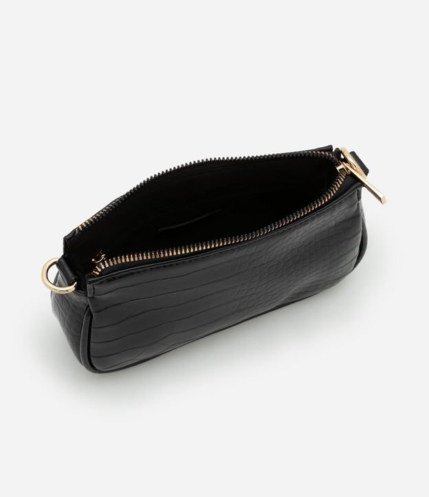 Cartera Baguette Pequeña en PU con Textura Croco con Asa Corta 4