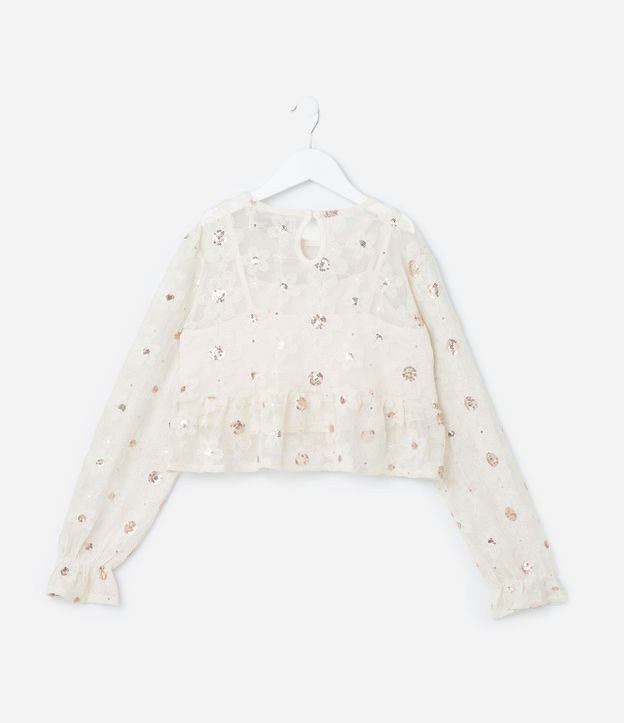 Blusa Corta Infantil en Tul con Bordado de Lentejuelas - Talle 5 a 14 años 2