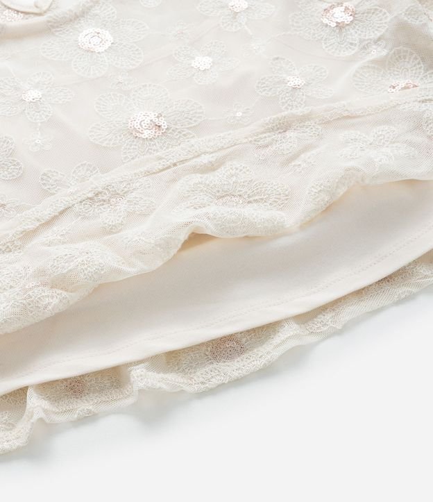 Blusa Corta Infantil en Tul con Bordado de Lentejuelas - Talle 5 a 14 años