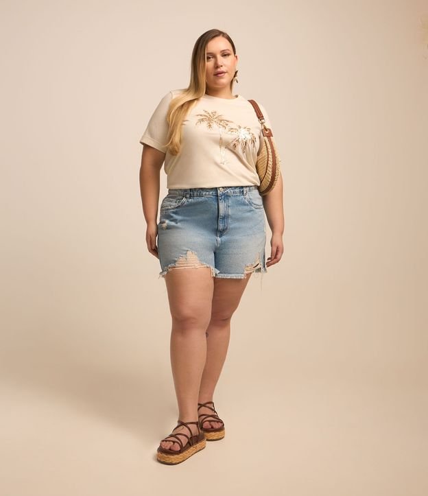 Short Boyfriend en Jeans con Deshilachados Curve & Plus Size 1