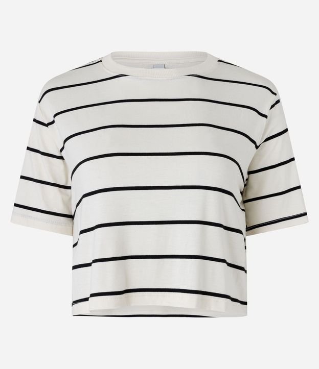 Remera Boxy Cropped en Viscosa con Rayas 4