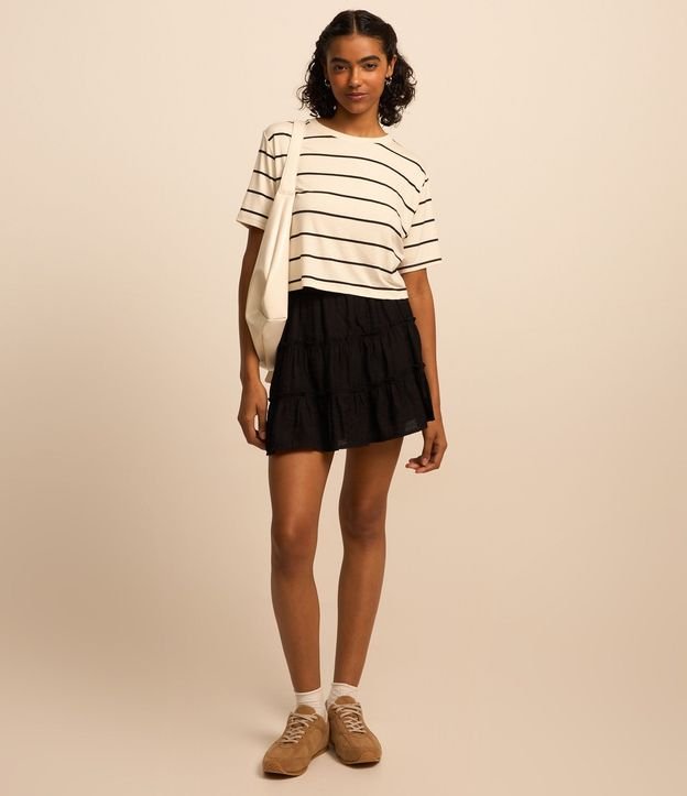 Remera Boxy Cropped en Viscosa con Rayas 2