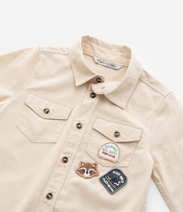 Camisa Infantil en Sarga con Patches Zorro y Dino - Talle 1 a 6 años 6