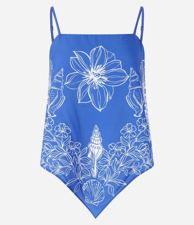 Blusa de Breteles en Viscosa con Bajo en V y Estampa Floral Tropical