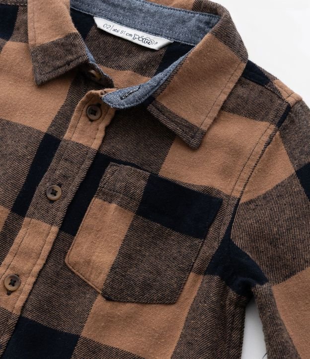 Camisa Infantil en Franela con Estampa de Cuadros - Talle 1 a 5 años 6