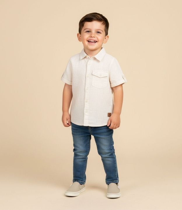 Camisa Infantil en Viscolino con Pequeño Bolsillo - Talle 1 a 4 años