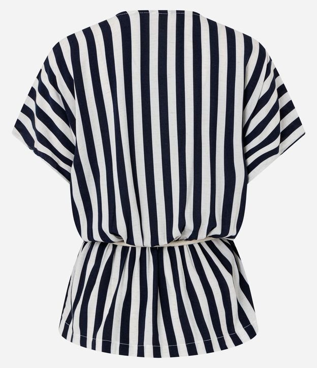 Blusa en Viscolino Rayada con Cinturón Cuerda 7