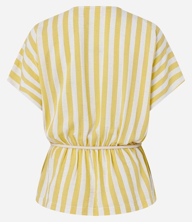 Blusa en Viscolino Rayada con Cinturón Cuerda 6