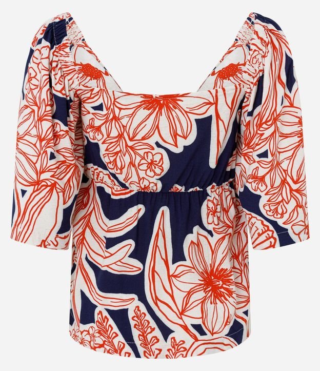 Blusa en Viscolino con Nudo y Follajes Estampadas 8