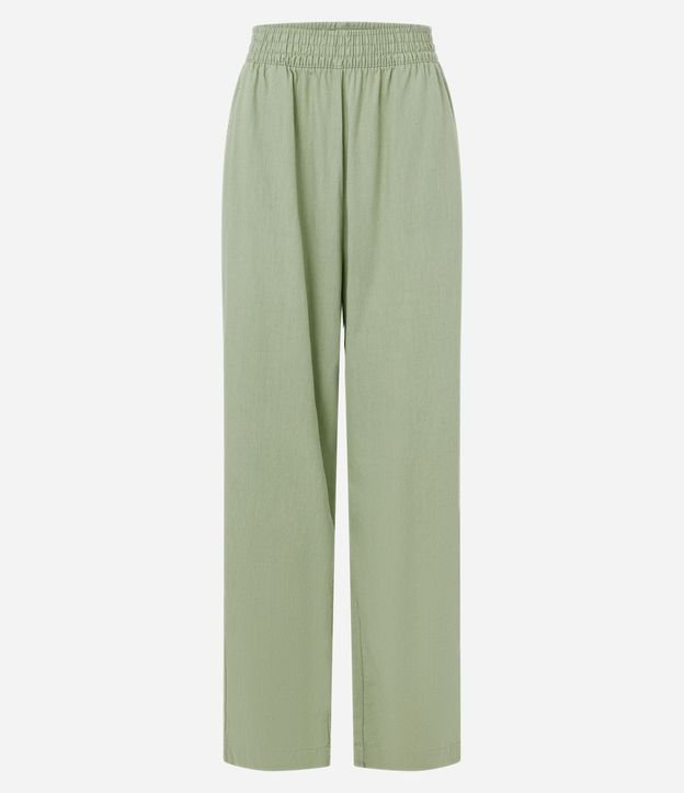 Pantalón Recto en Sarga con Cintura Elástica