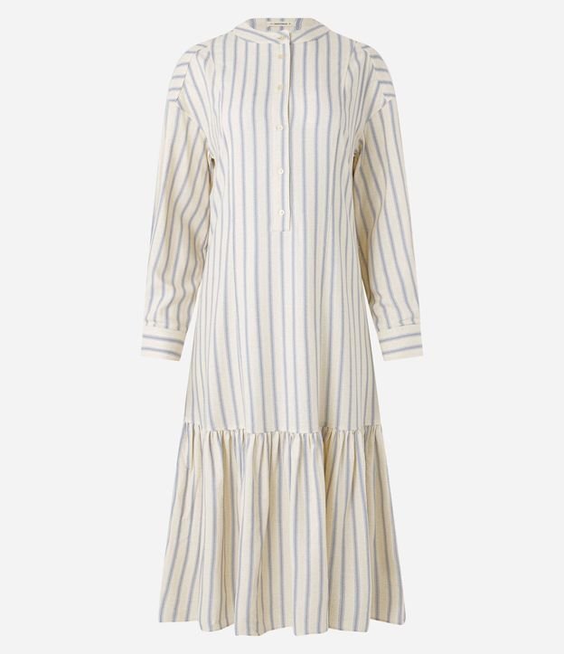 Vestido Chemise Midi Manga 3/4 en Viscolino Rayado 7