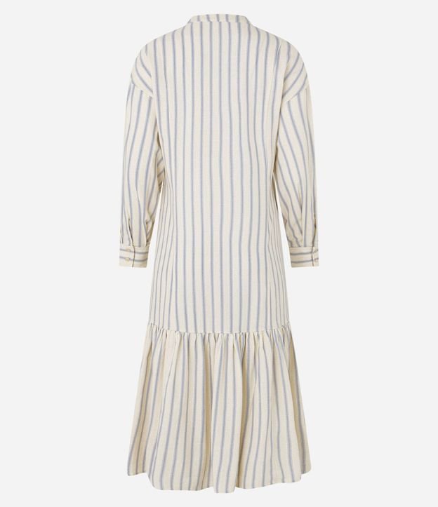 Vestido Chemise Midi Manga 3/4 en Viscolino Rayado 8