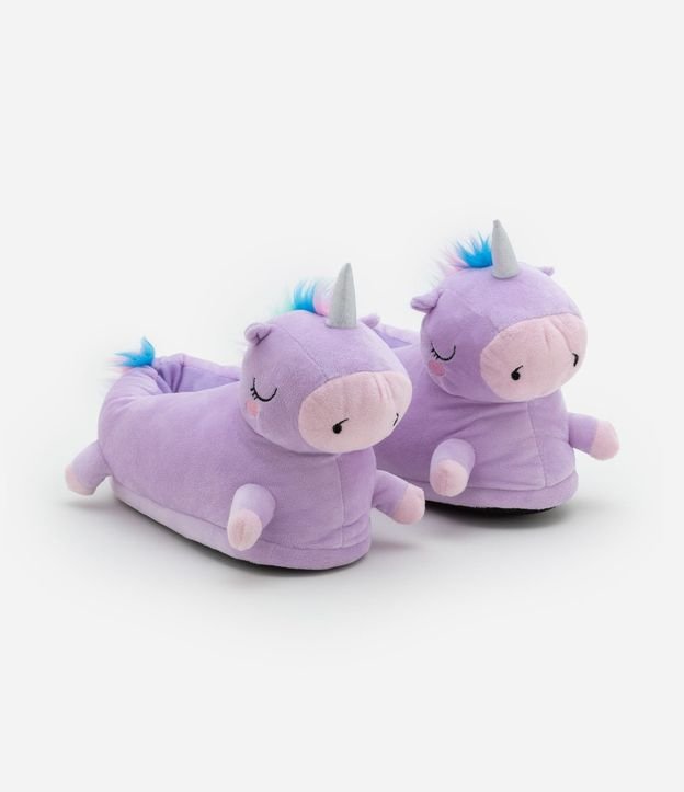 Pantufla Infantil Cerrada en Fleece con Bordado Unicórnio - Talle 29 a 36