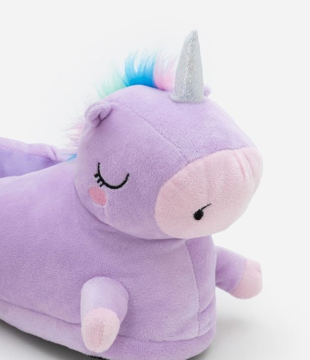 Pantufla Infantil Cerrada en Fleece con Bordado Unicórnio - Talle 29 a 36 2