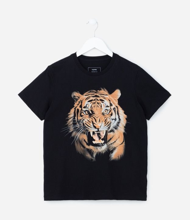 Remera Infantil en Algodón con Estampa de Tigre - Talle 5 a 14 años