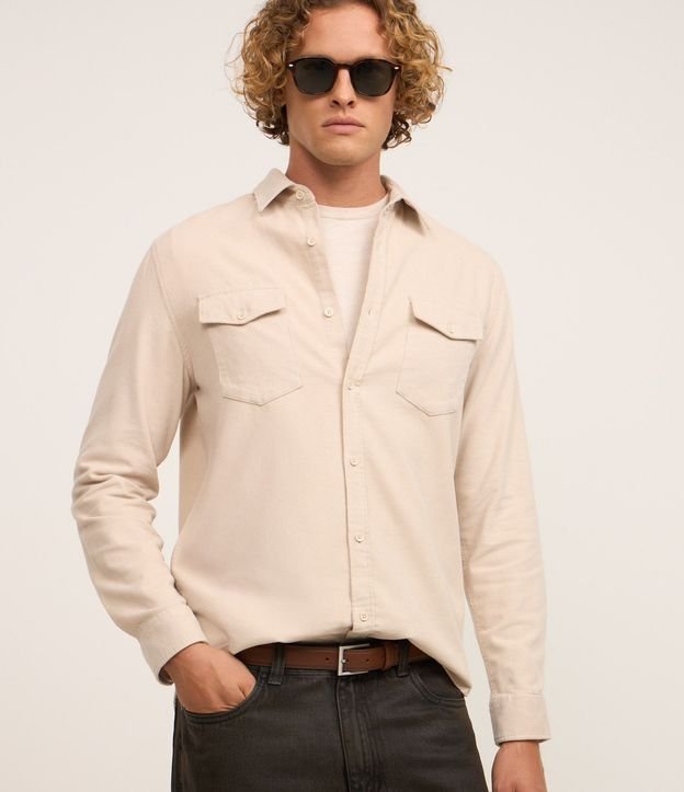 Camisa en Terciopelo con Bolsillos Delanteros