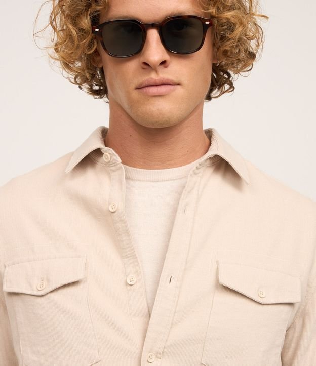 Camisa en Terciopelo con Bolsillos Delanteros