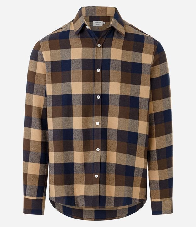 Camisa Comfort en Algodón con Estampado de Cuadros y Mangas Largas 4