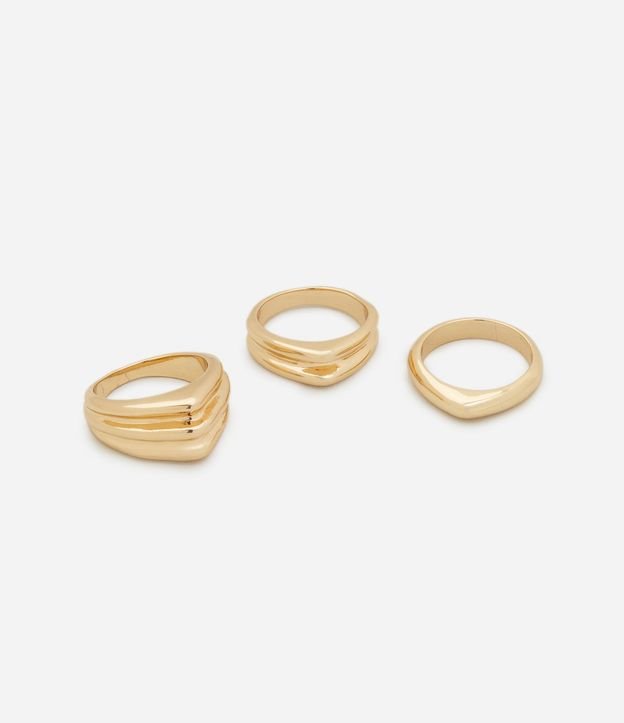 Kit 03 Anillos Medianos con Detalles Triangulares en Metal 2
