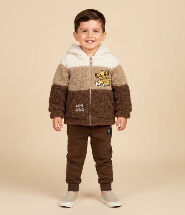Saco Infantil en Sherpa con Bordado Simba - Talle 1 a 6 años