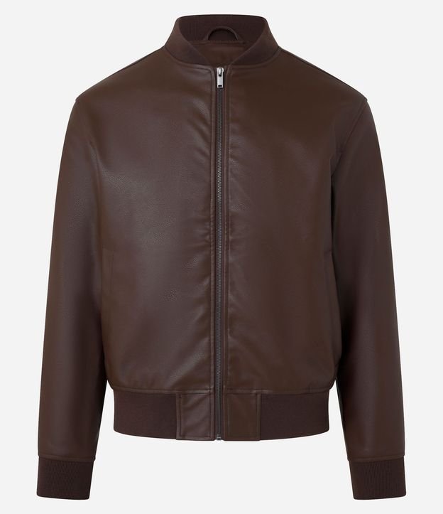 Campera en Pu con Cremallera Delantero y Cuello Alto 6
