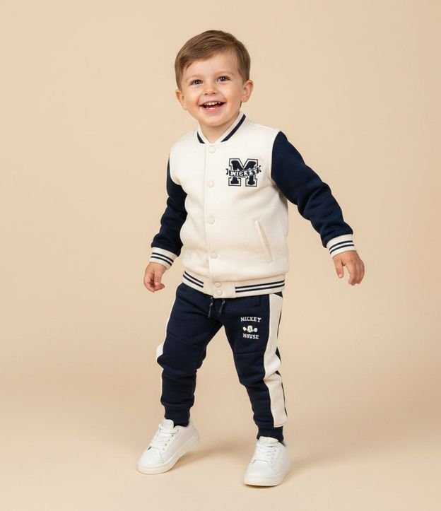 Pantalón Infantil con Recortes y Bordado de Mickey - Talle 1 a 6 años 1