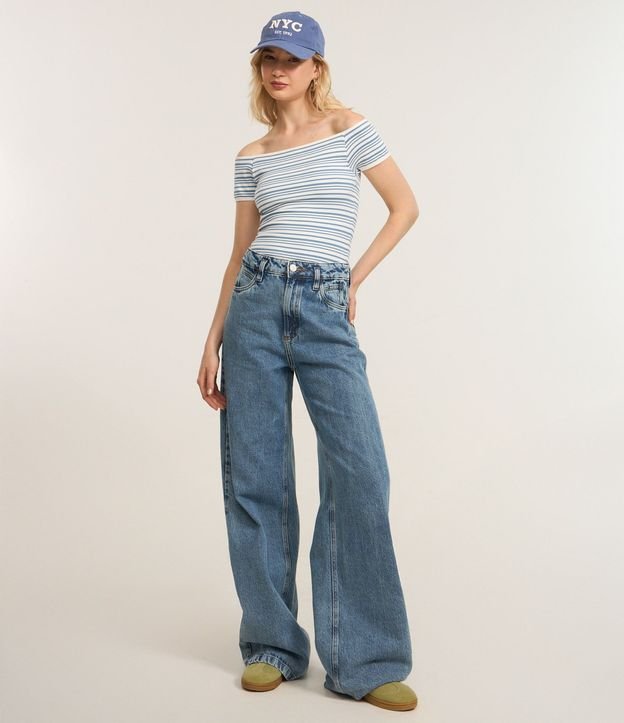Blusa Hombro a Hombro en Seamless con Rayas 3
